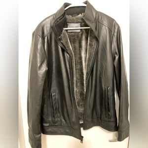 Calvin Klein Mens Faux Leather Coat
